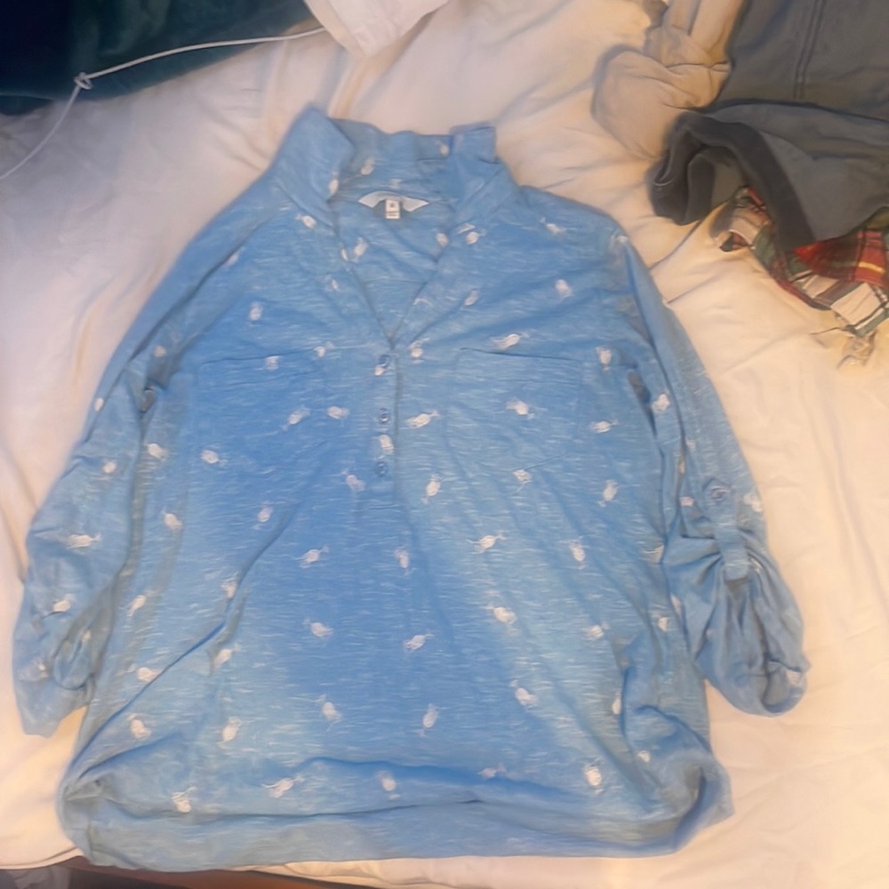 Blue with white margarita glasses on it, size medium